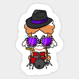 Cute French Poodle jamming on the drums Sticker